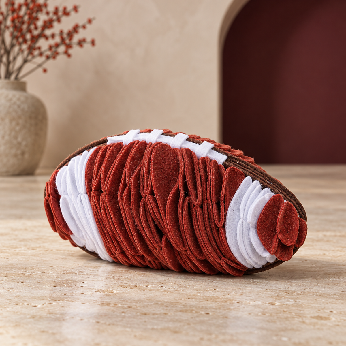 Folded Football Snuffle Dog Toy — Brown product view