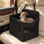 Foldable Dog Car Seat Basket — Black Italian Greyhound lifestyle
