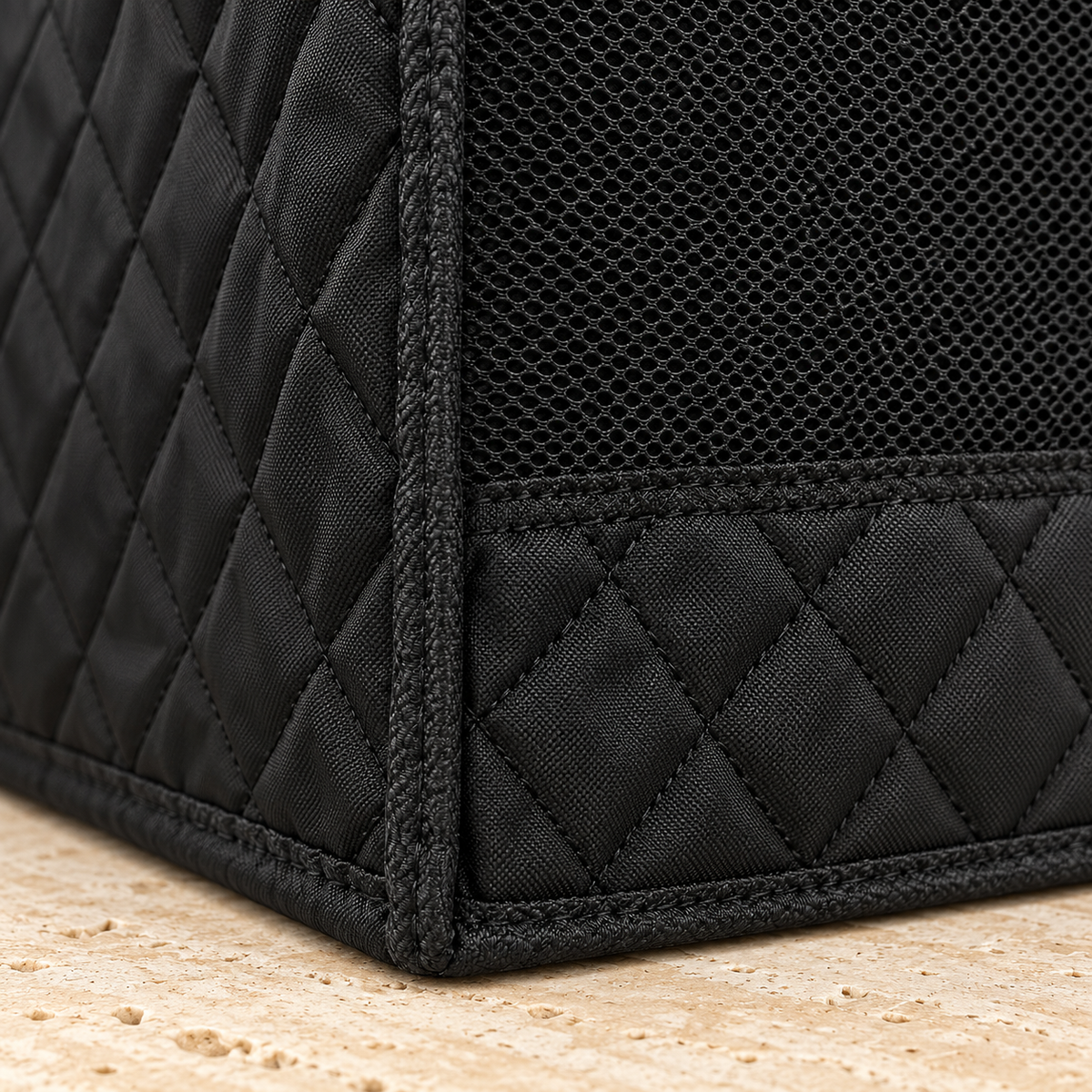 Foldable Dog Car Seat Basket — Black construction close-up