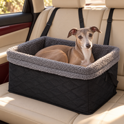 Fleece Lined Dog Car Seat Basket — Black Italian Greyhound lifestyle