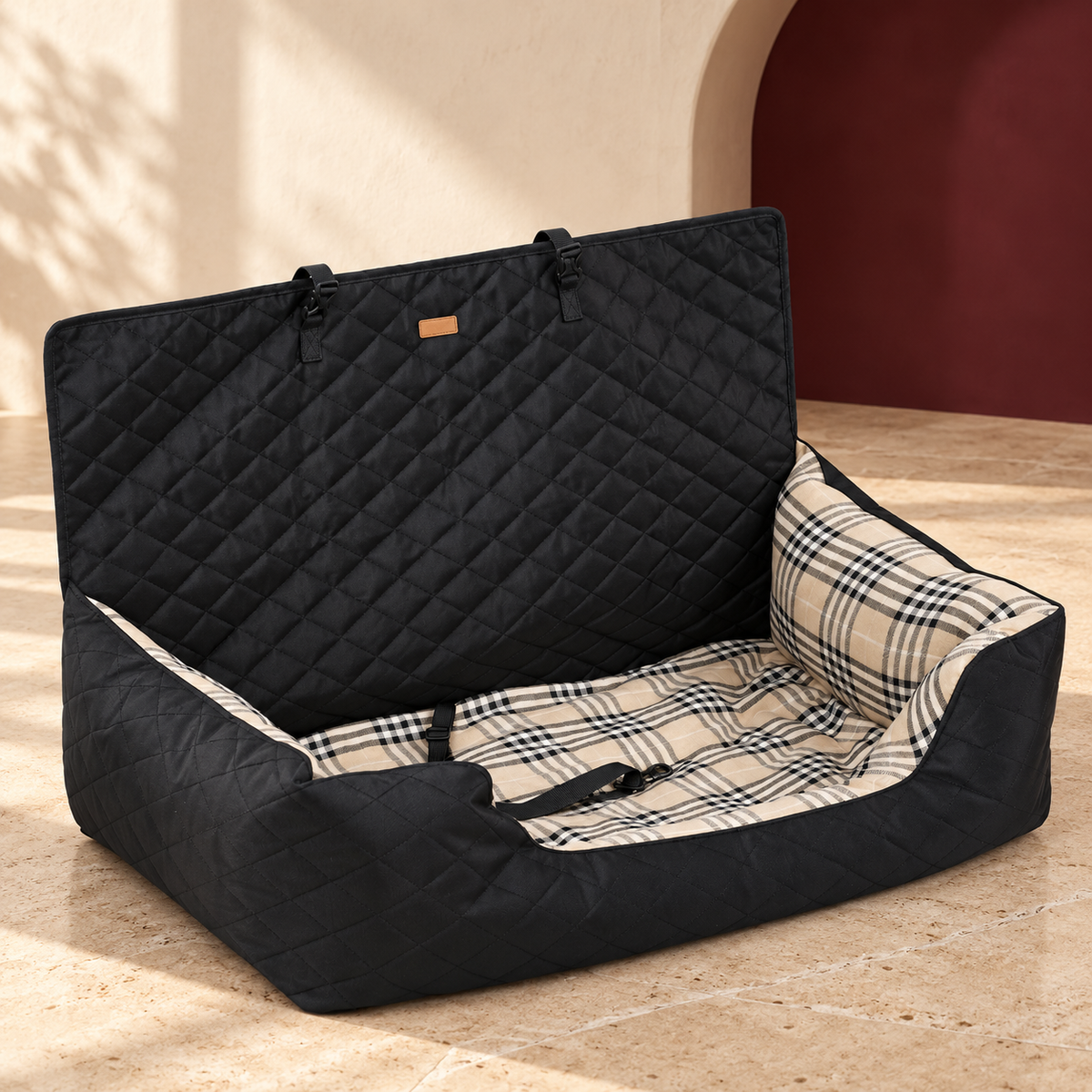 Wide Dog Car Travel Bed — Black product view
