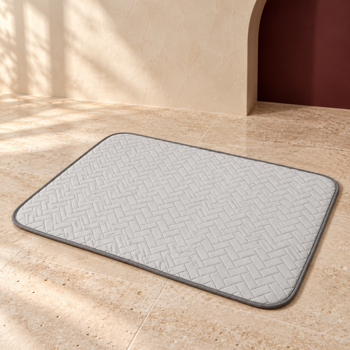 Quilted Summer Dog Mat — Gray product view