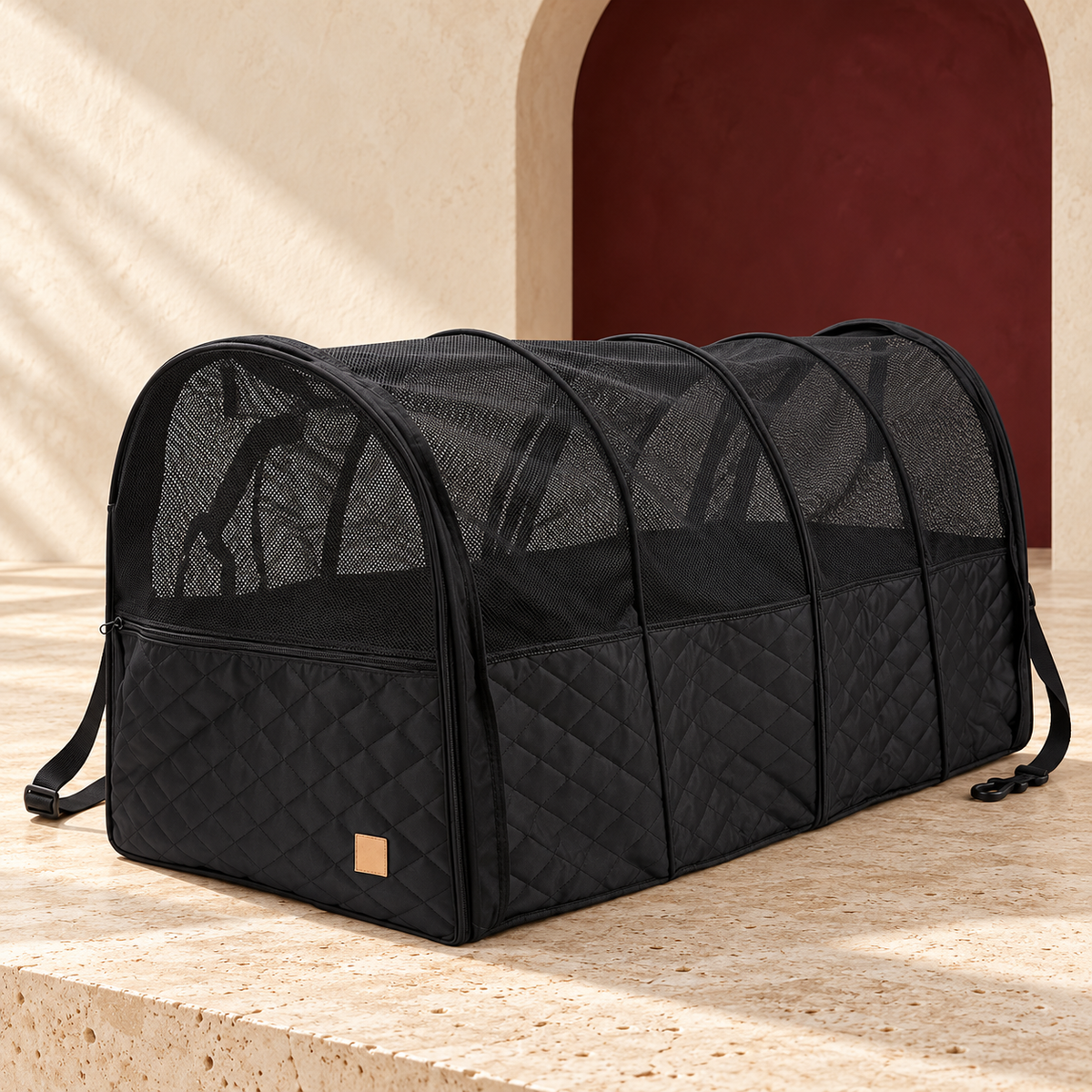 Foldable Dog Car Travel Tunnel — Black product view