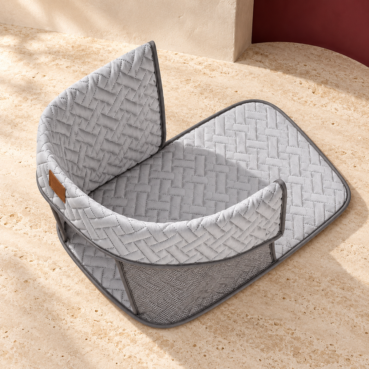 Woven Gray Dog Stroller Liner — Gray product view