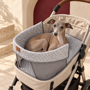 Woven Gray Dog Stroller Liner — Gray Italian Greyhound lifestyle