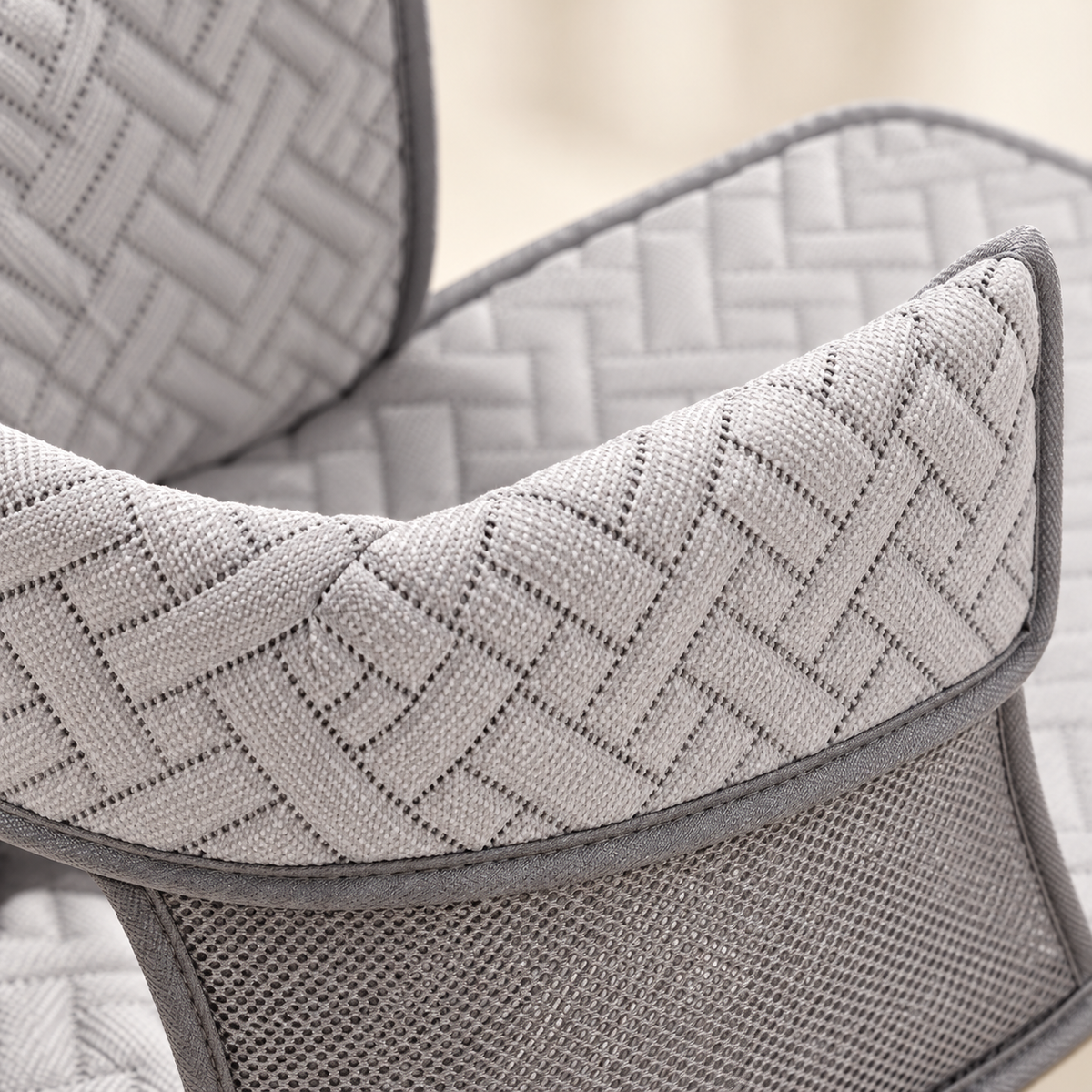 Woven Gray Dog Stroller Liner — Gray construction close-up
