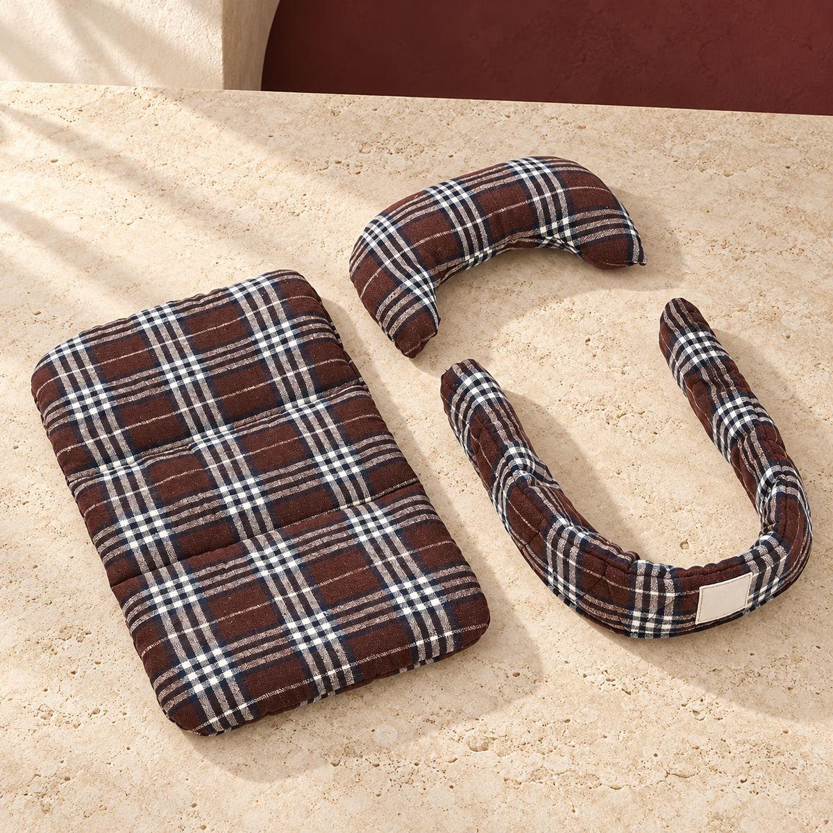 Three Piece Dog Stroller Cushion Set — Brown product view
