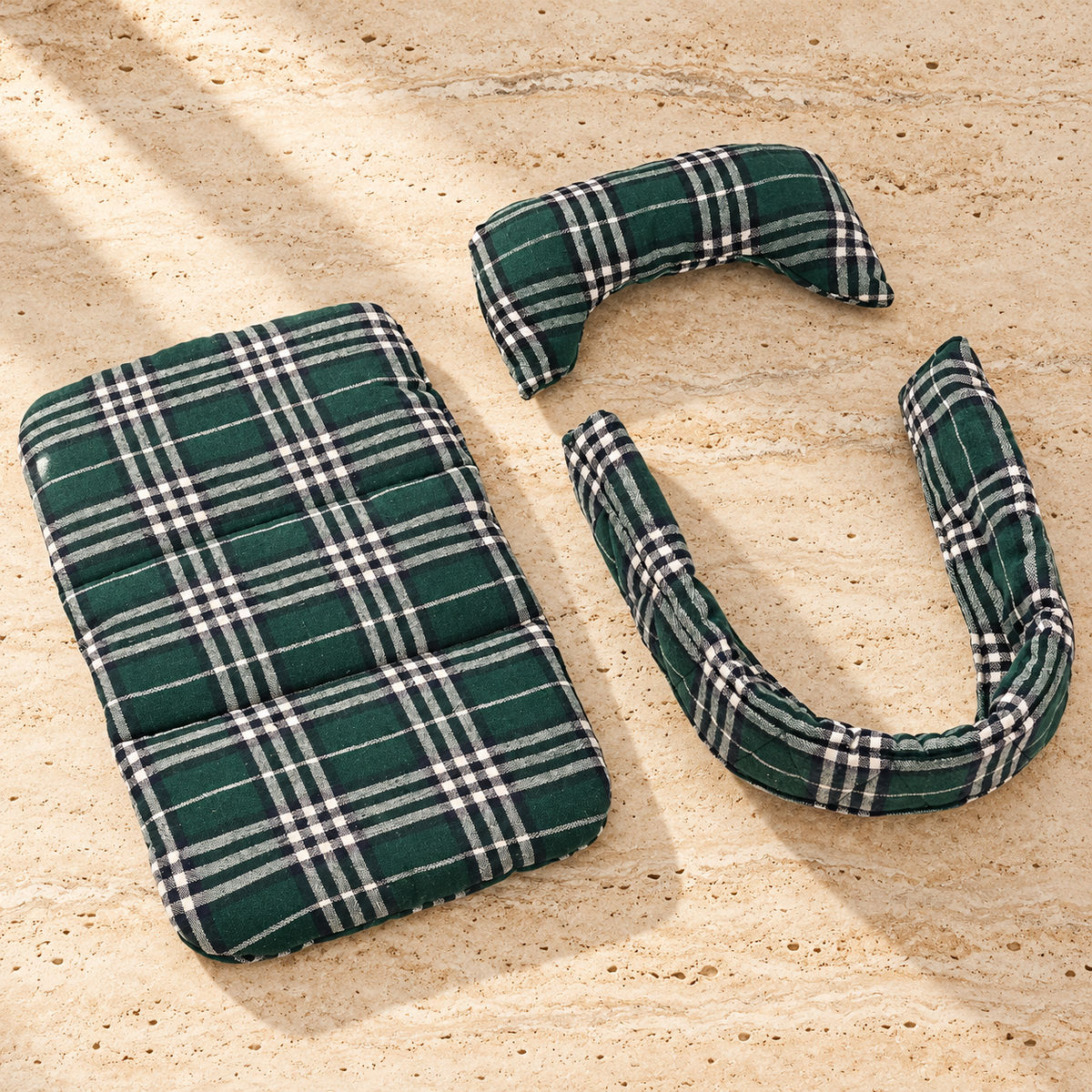 Three Piece Dog Stroller Cushion Set — Green product view