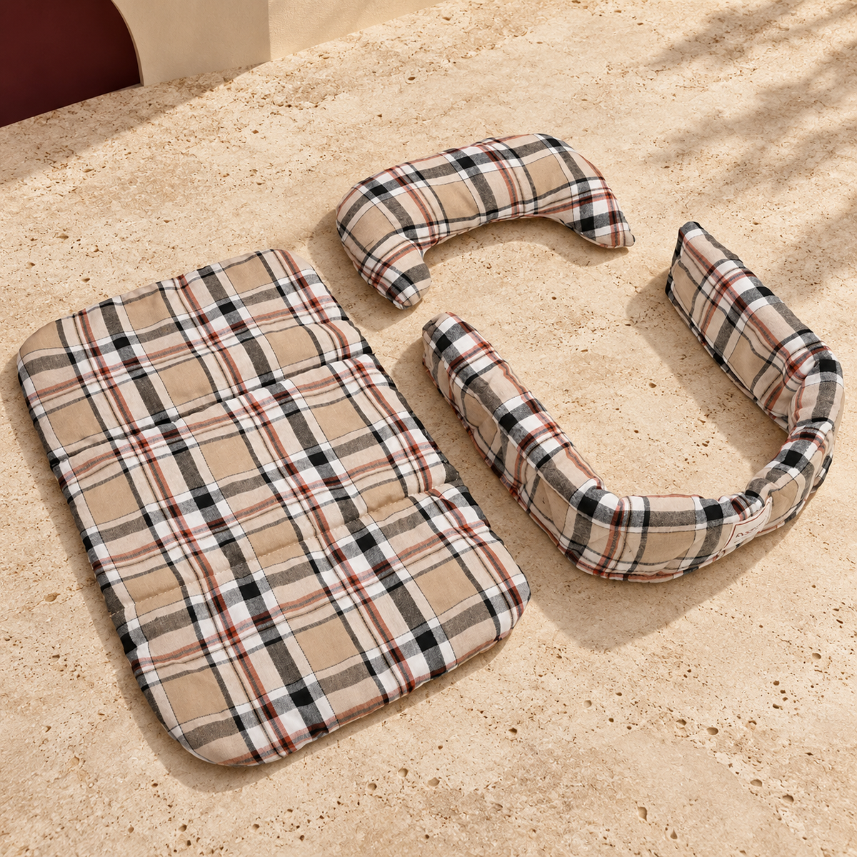 Three Piece Dog Stroller Cushion Set — Beige product view