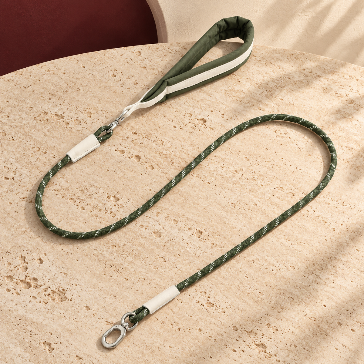 Padded Handle Dog Leash — Army Green product view