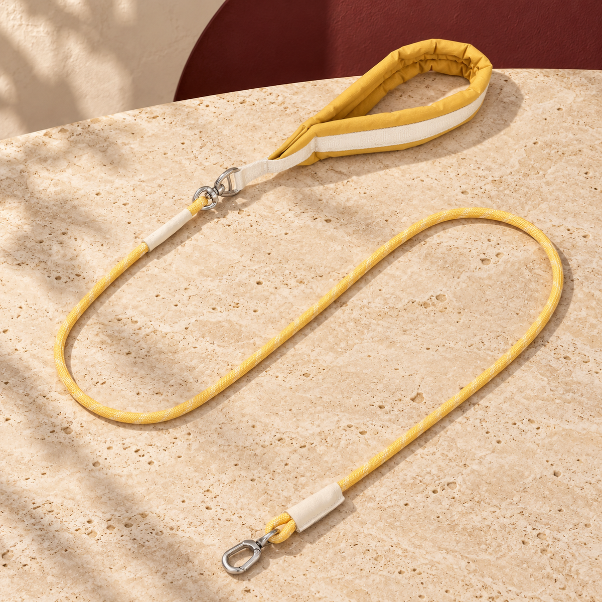 Padded Handle Dog Leash — Yellow product view