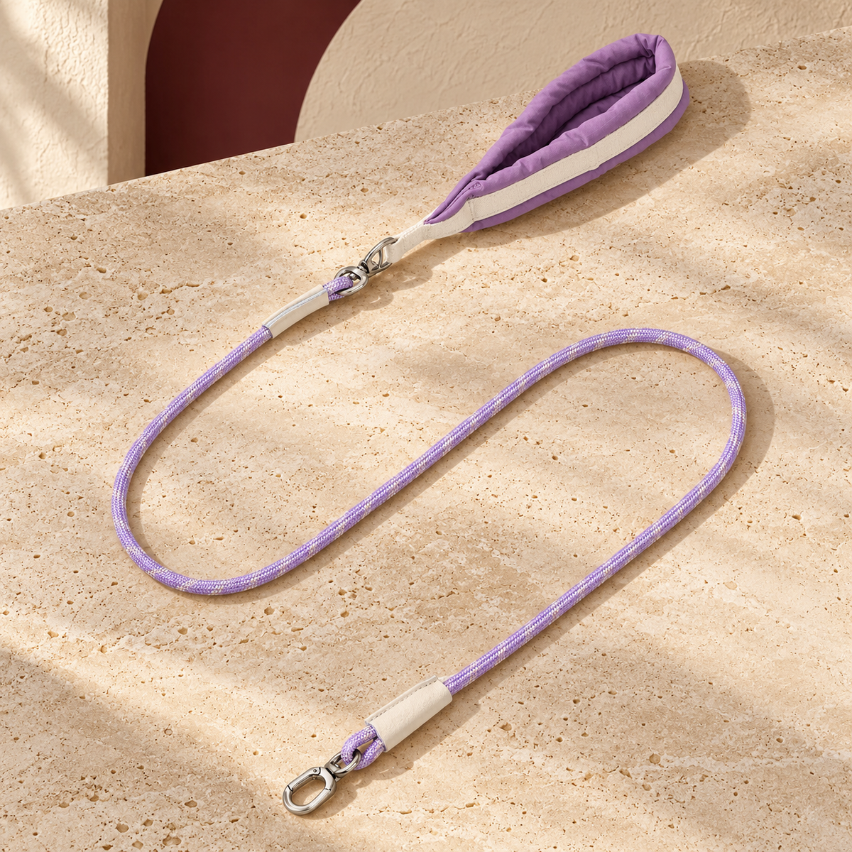 Padded Handle Dog Leash — Purple product view