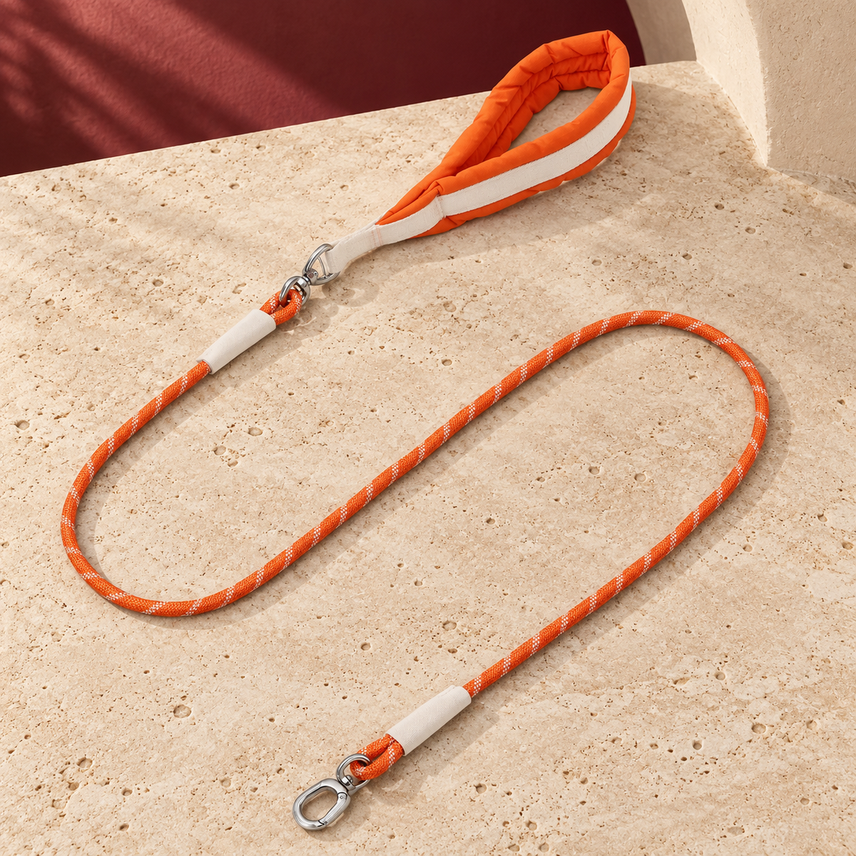 Padded Handle Dog Leash — Orange product view