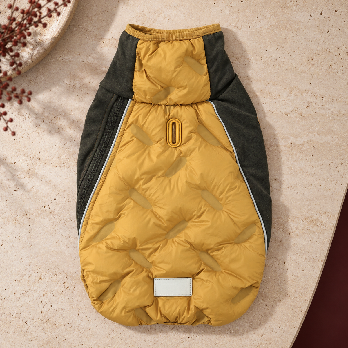 Stretch Panel Down Dog Vest — Yellow flat product view