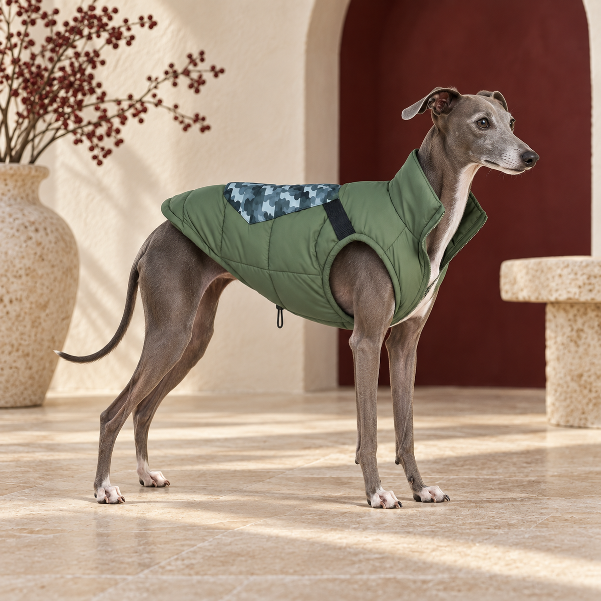 Waterproof Iggy Pockets Jacket – Italian Greyhound in the Iggy Grey interior