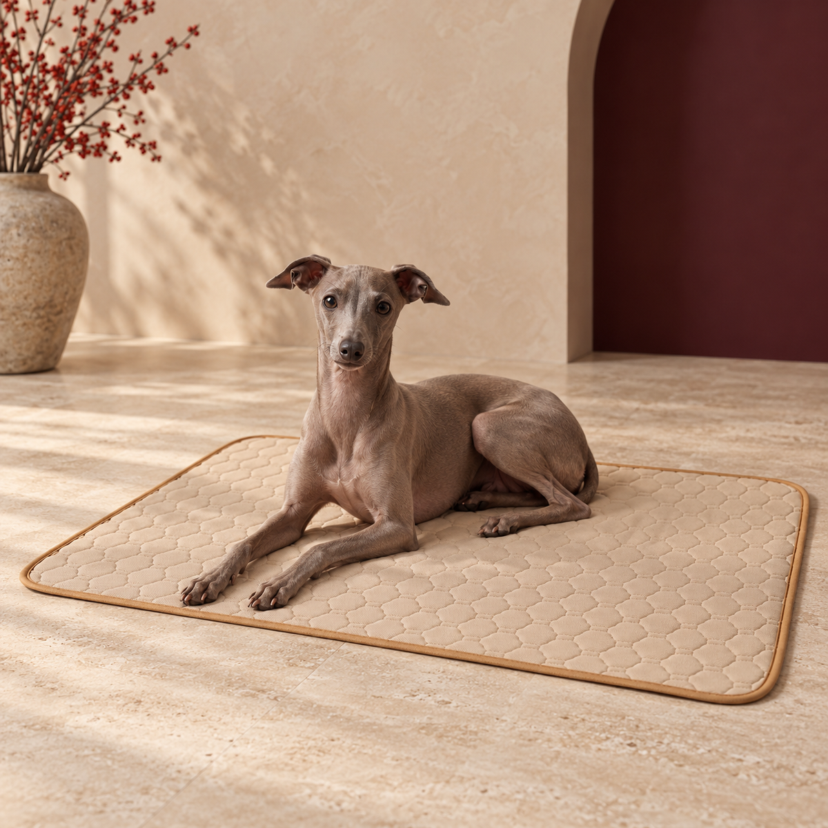 Quilted Washable Dog Training Pad in Beige, product detail