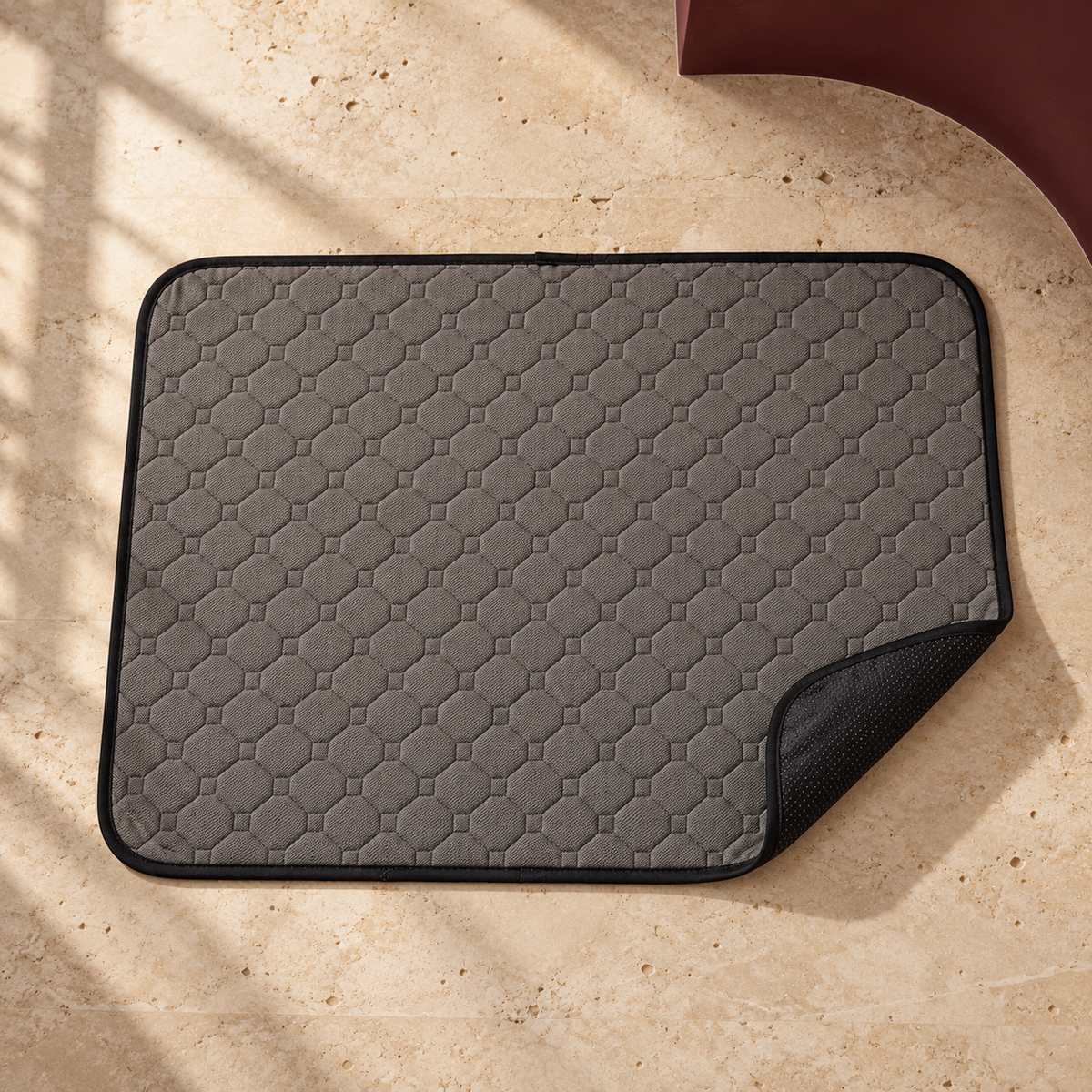 Quilted Washable Dog Training Pad in Gray, product detail