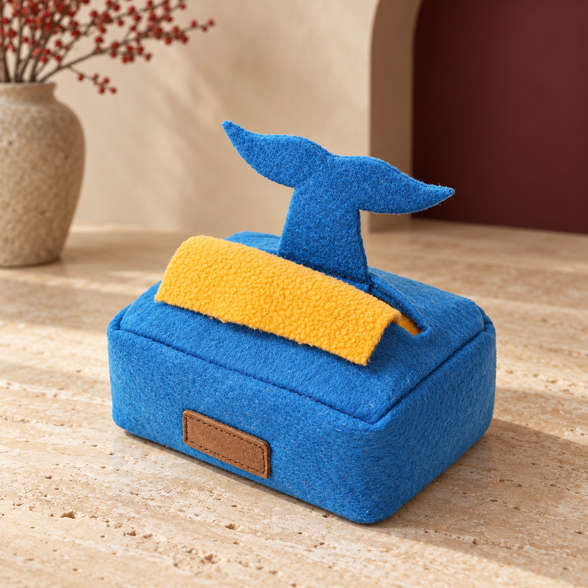 Animal Tissue Box Snuffle Toy in Blue Dolphin, product detail
