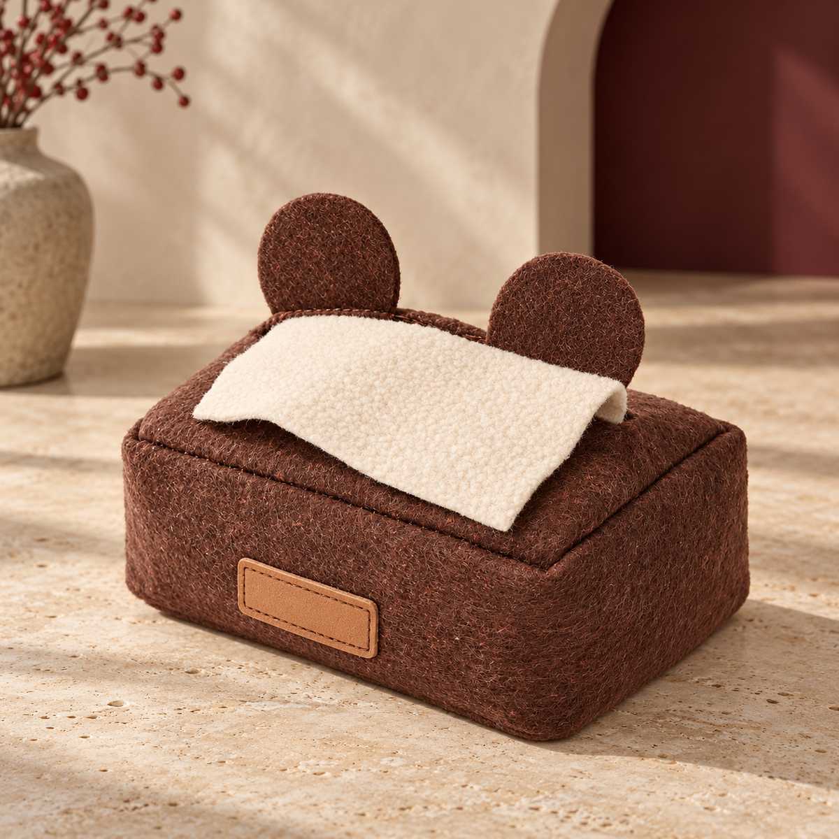 Animal Tissue Box Snuffle Toy in Brown Bear, product detail