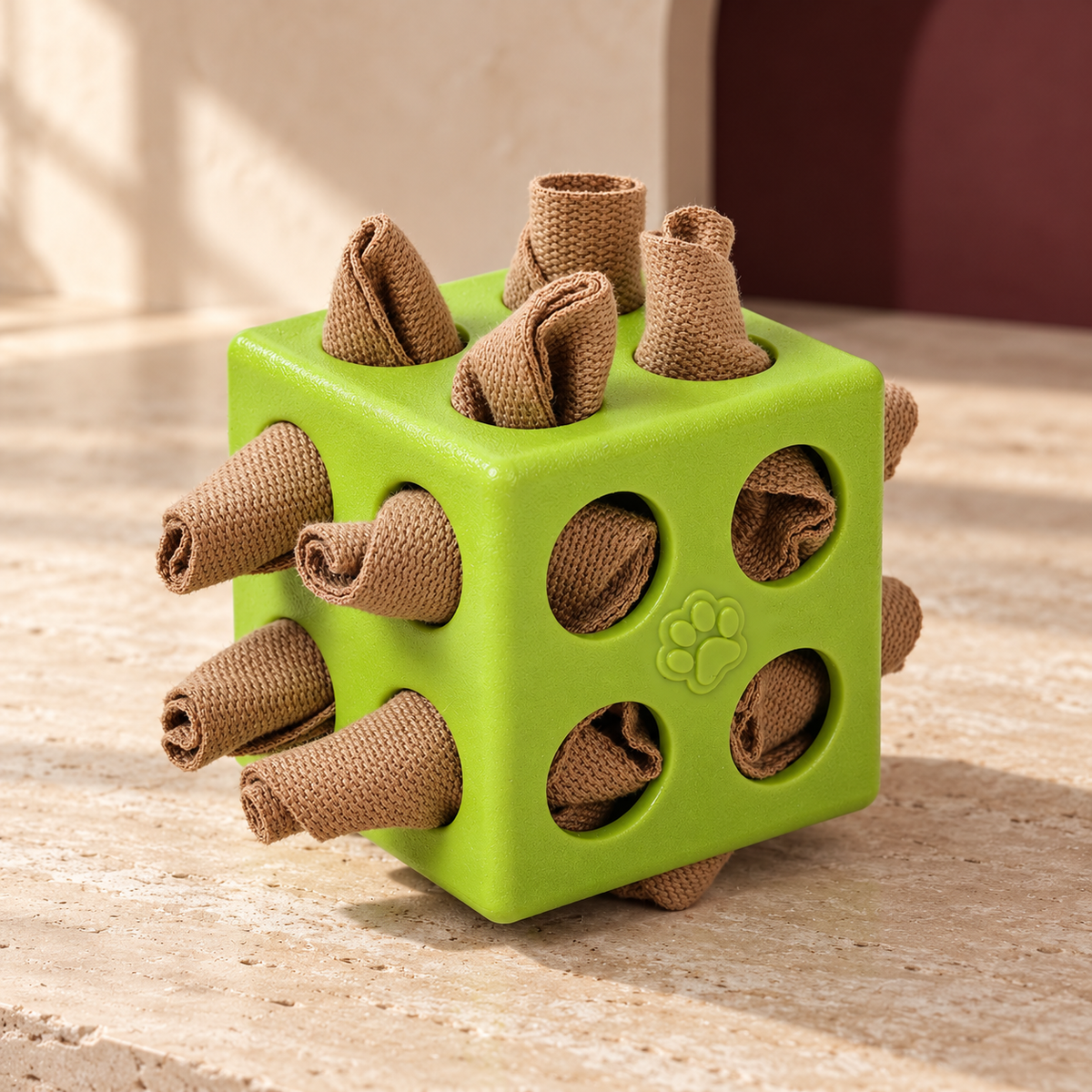 Fabric Roll Treat Puzzle Cube in Green, product detail
