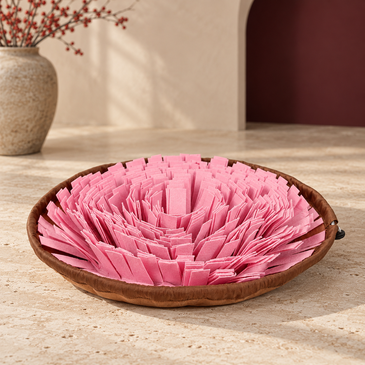 Drawstring Bowl Snuffle Mat in Pink, product detail