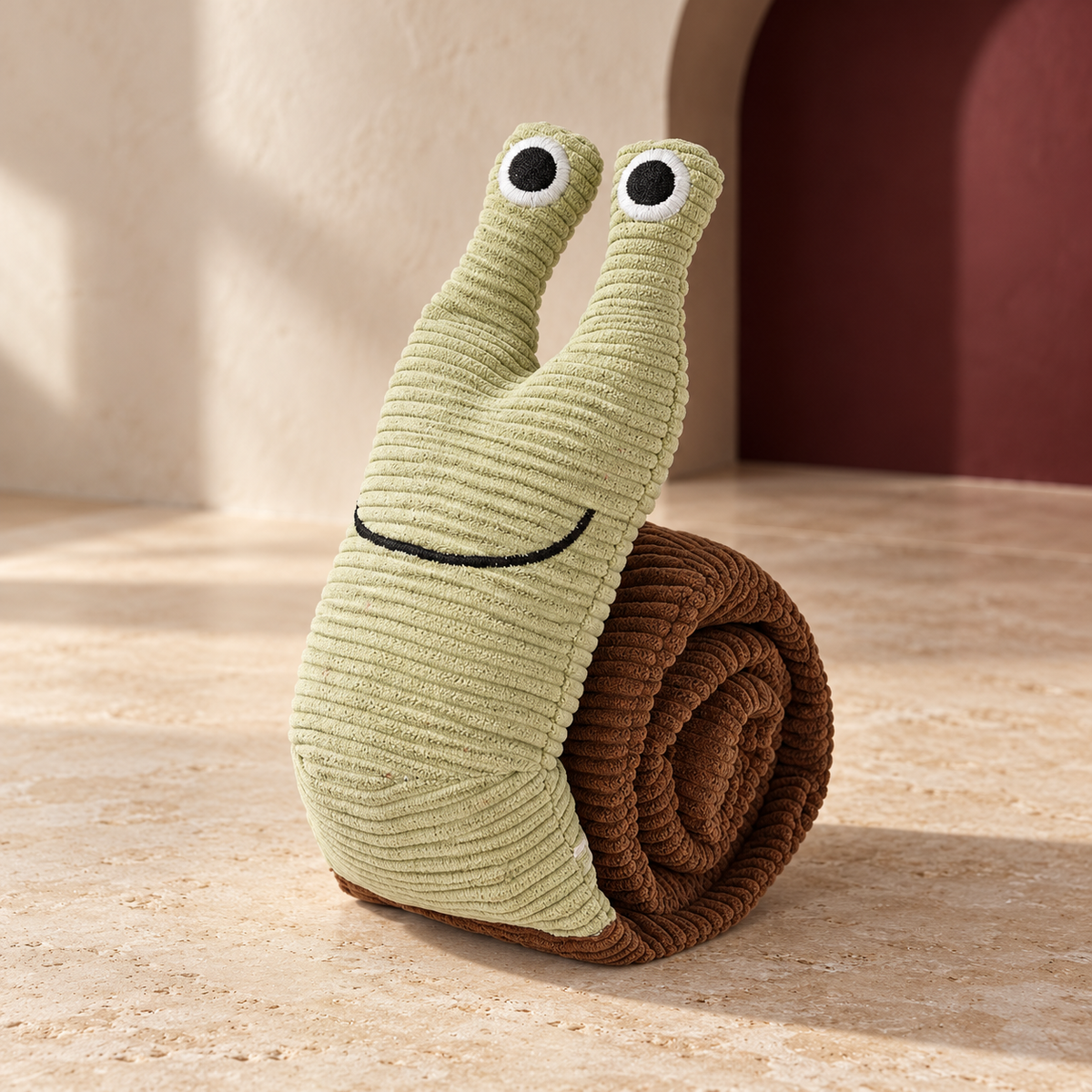 Roll Out Snail Snuffle Dog Toy in Green & Brown, product detail