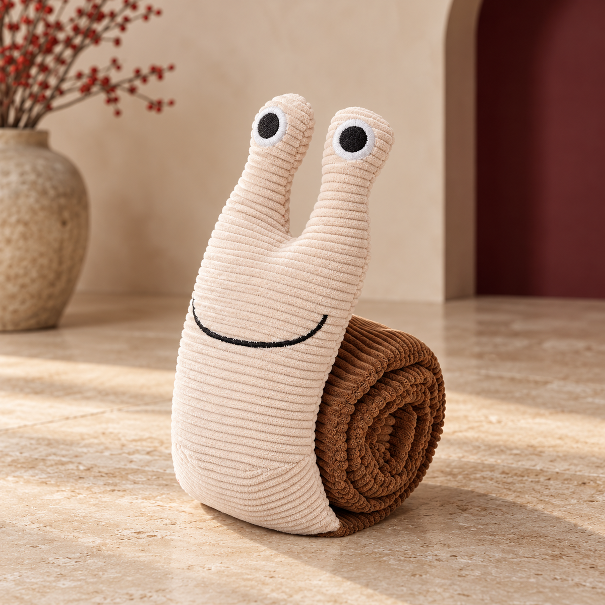 Roll Out Snail Snuffle Dog Toy in Cream & Brown, product detail