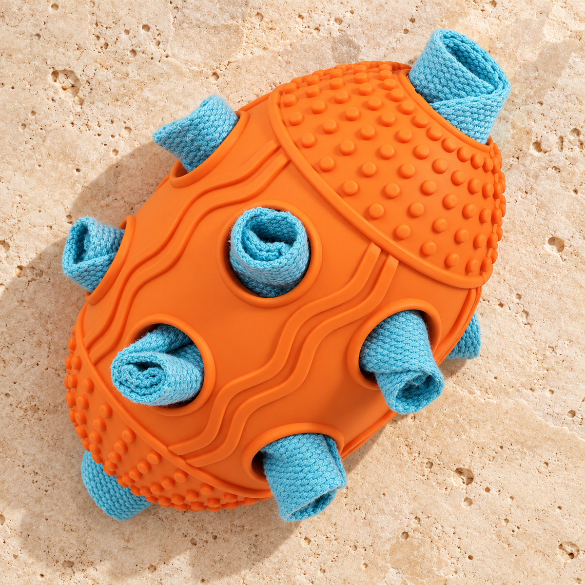 Fabric Roll Football Dog Snuffle Toy — Orange color-1