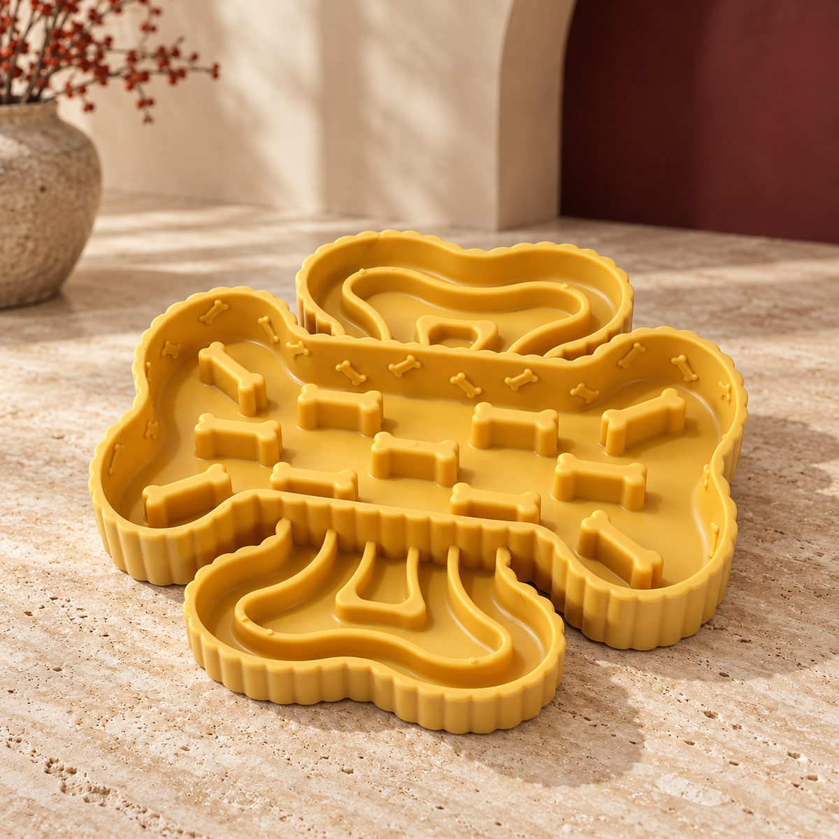 Textured Suction Slow Feeder in Yellow, product detail
