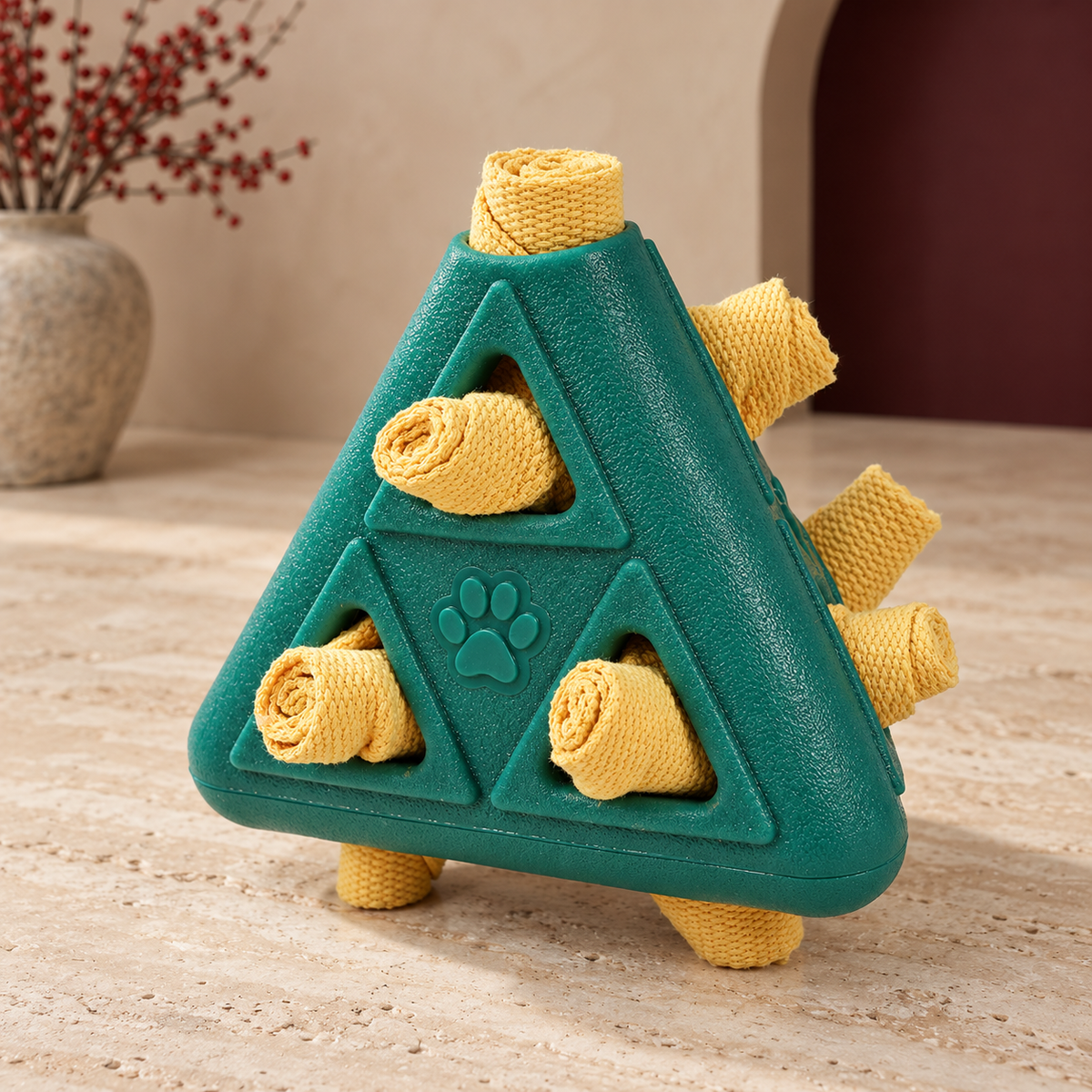 Fabric Roll Snuffle Pyramid in Green, product detail