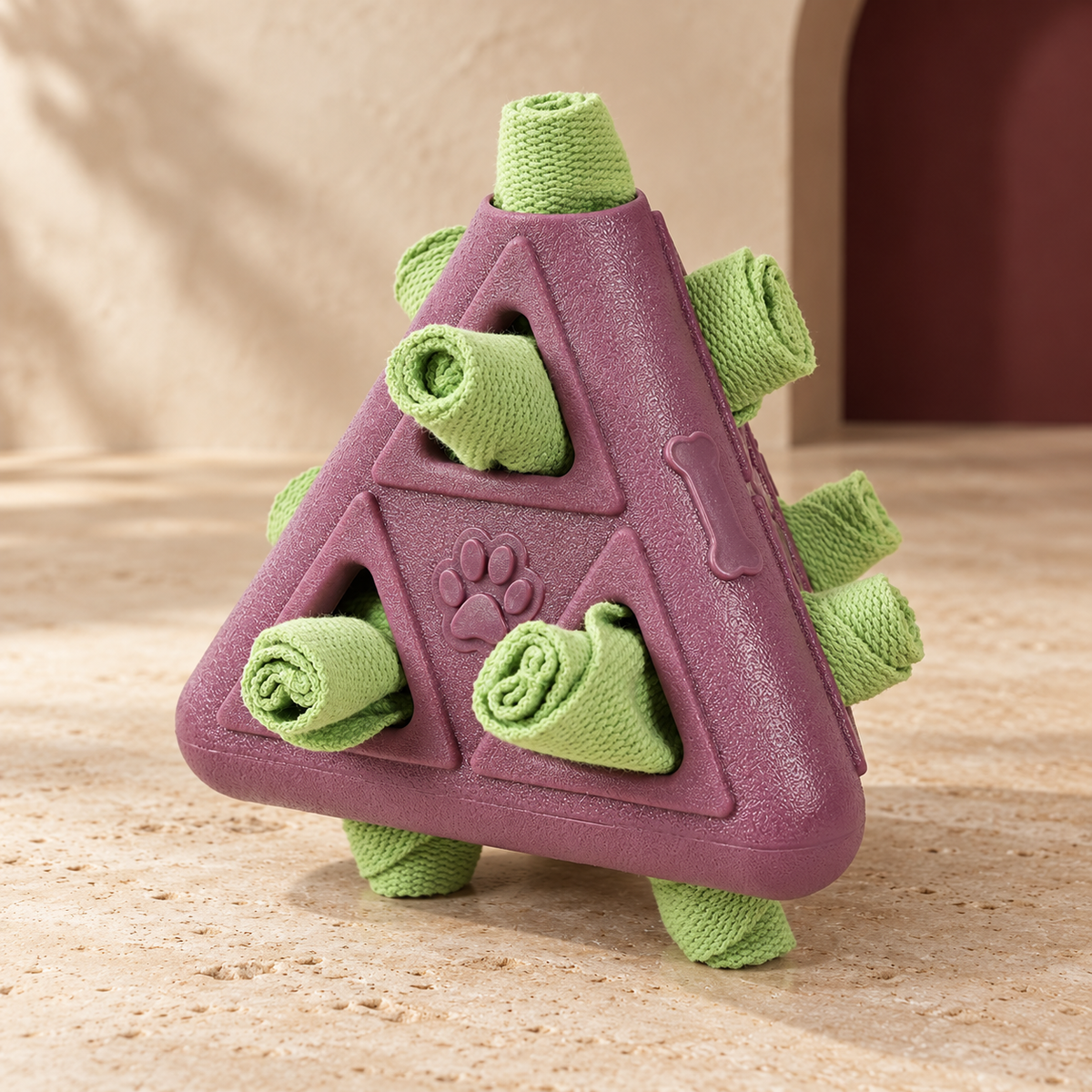 Fabric Roll Snuffle Pyramid in Purple, product detail
