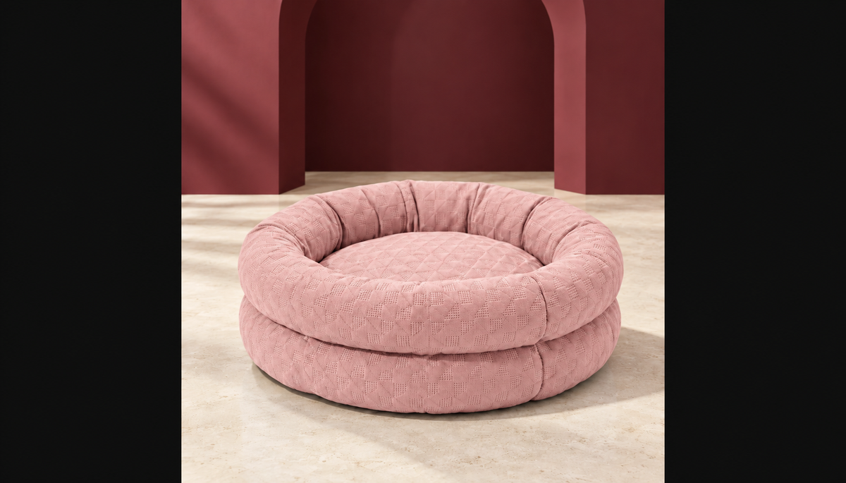 Blush Pink round cooling-touch bed for Italian Greyhounds, product view