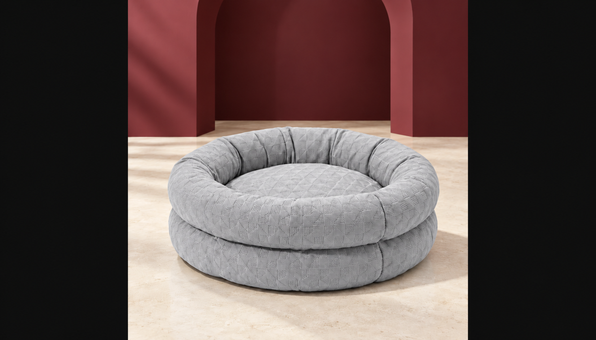 Silver round cooling-touch bed for Italian Greyhounds, product view
