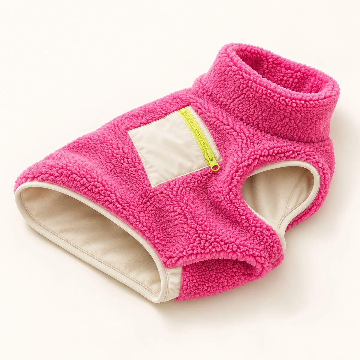 Sunny yellow sherpa fleece vest product view
