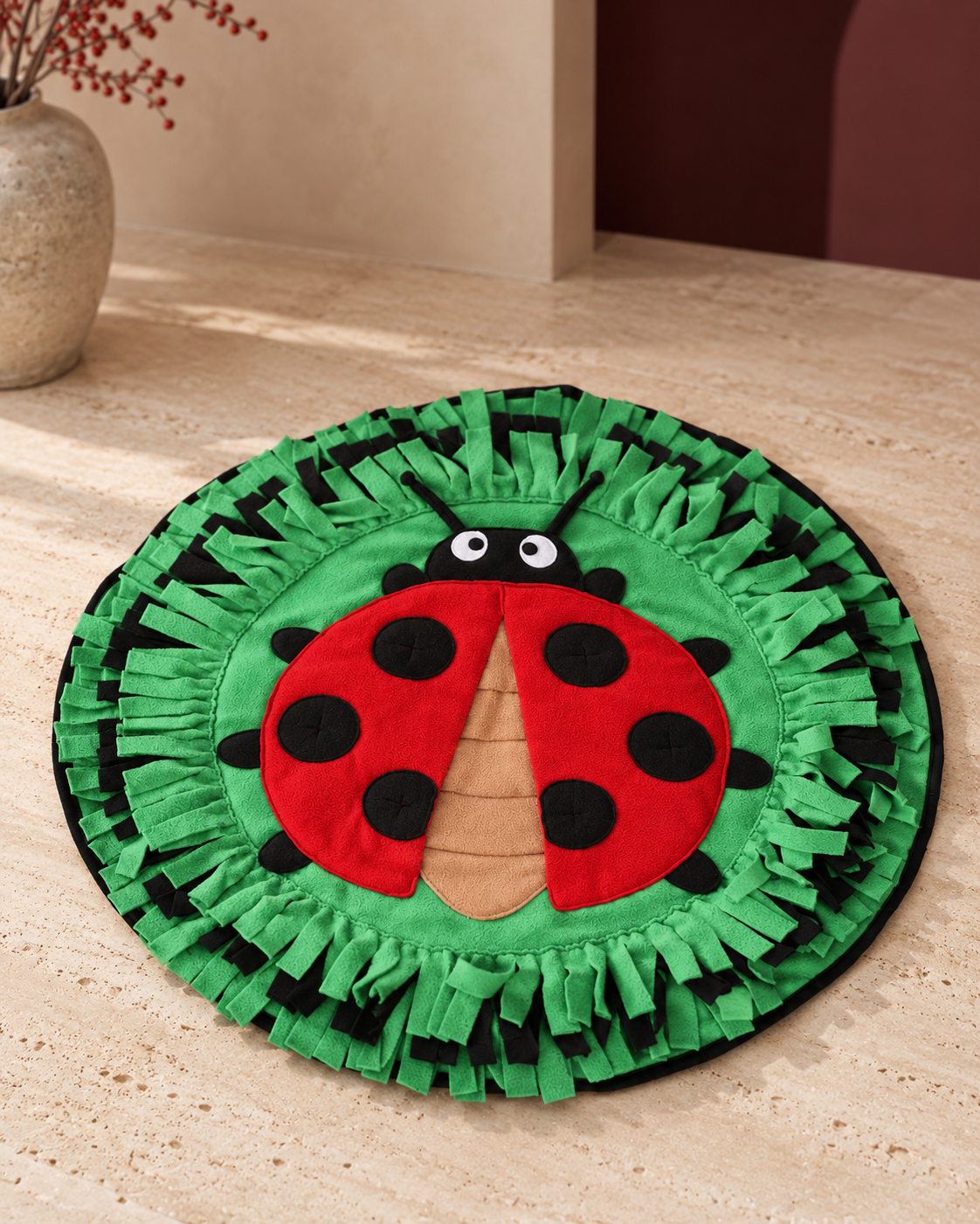 Garden Friends Snuffle Mat, Green Ladybird, product-only view