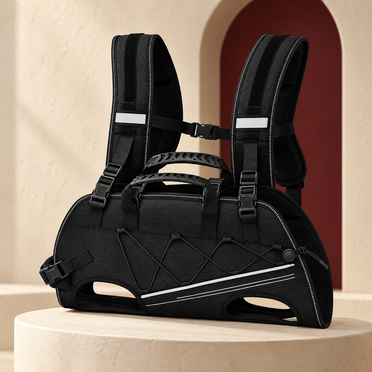 Black horizontal Italian Greyhound carrier product view