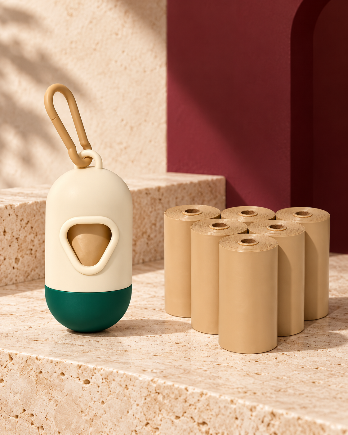 Quiet Forest dog waste-bag dispenser and matching bag rolls
