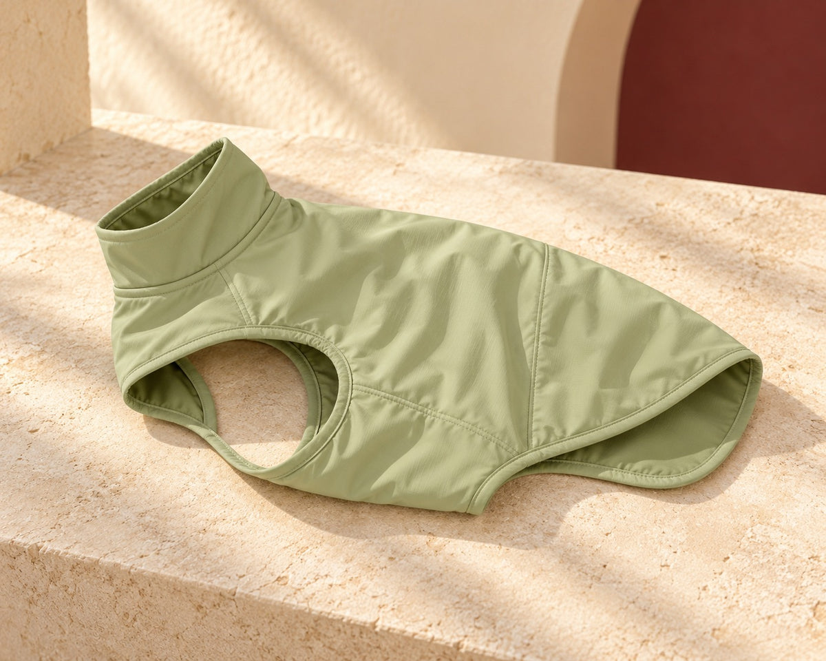 Lightweight High-Neck Iggy Vest in Olive, garment detail