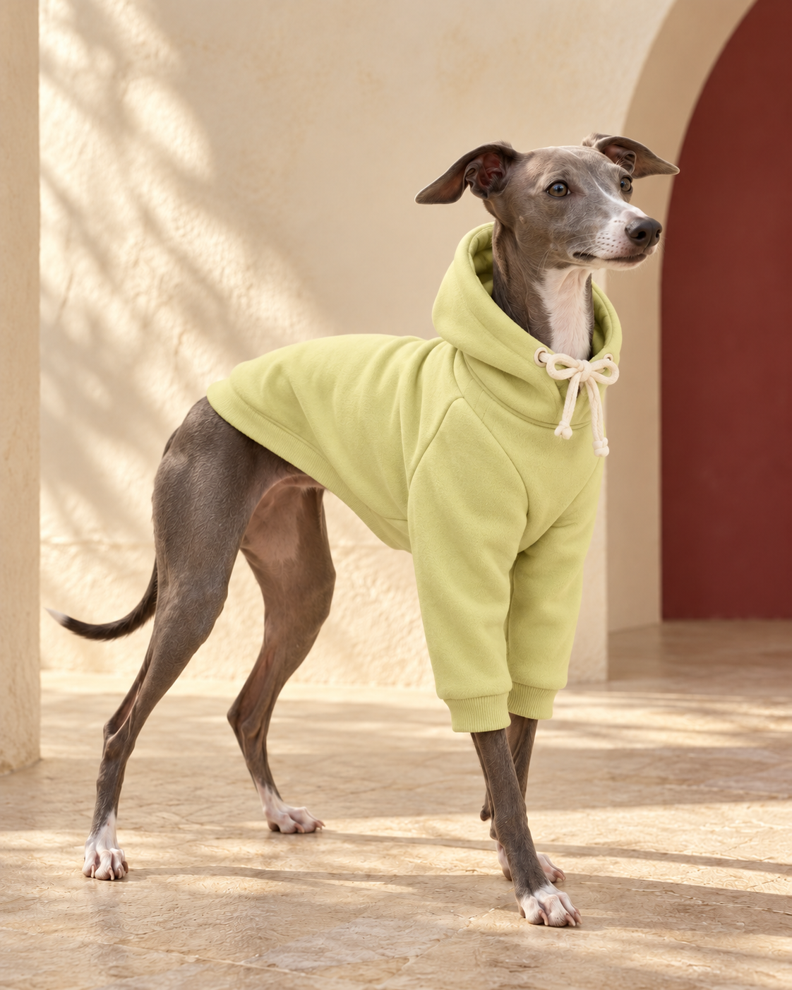 Everyday Iggy Pullover Hoodie in Green, worn by an Italian Greyhound