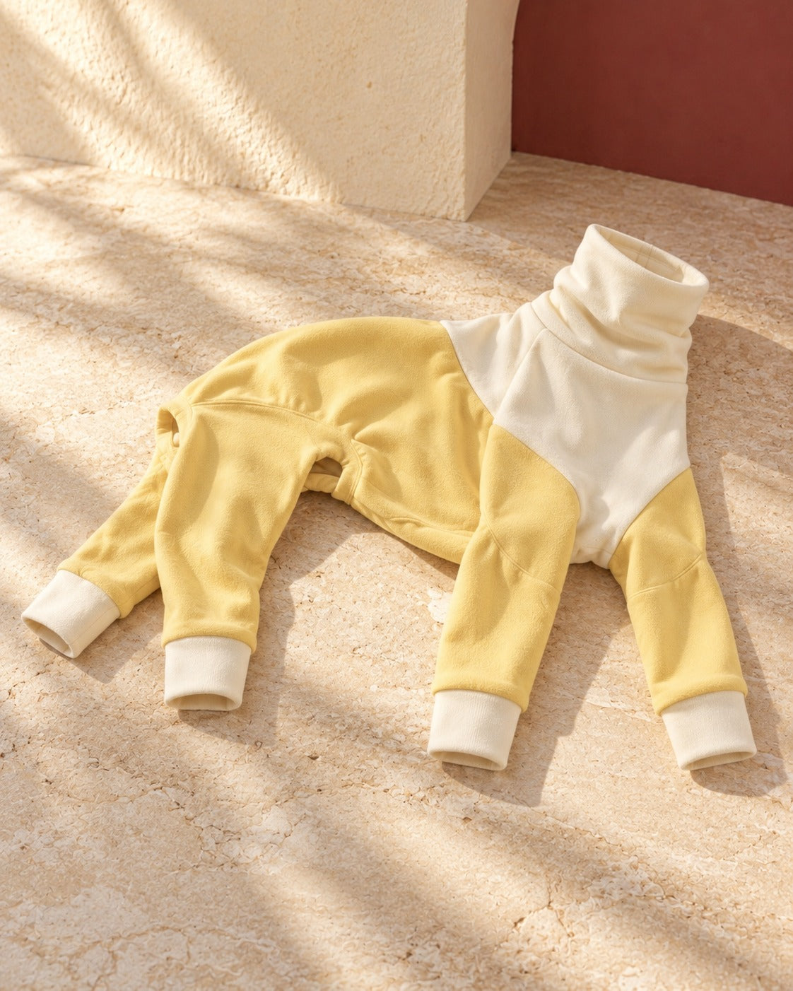 Colourblock High-Neck Iggy Onesie in Yellow, garment detail