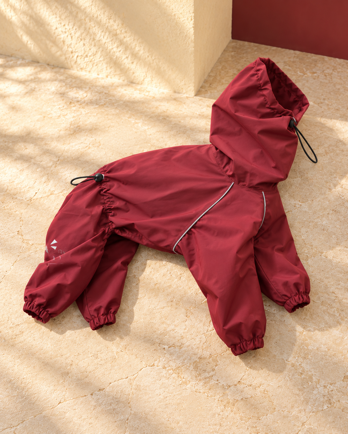 Trail Four-Leg Iggy Rain Anorak in Burgundy, garment detail
