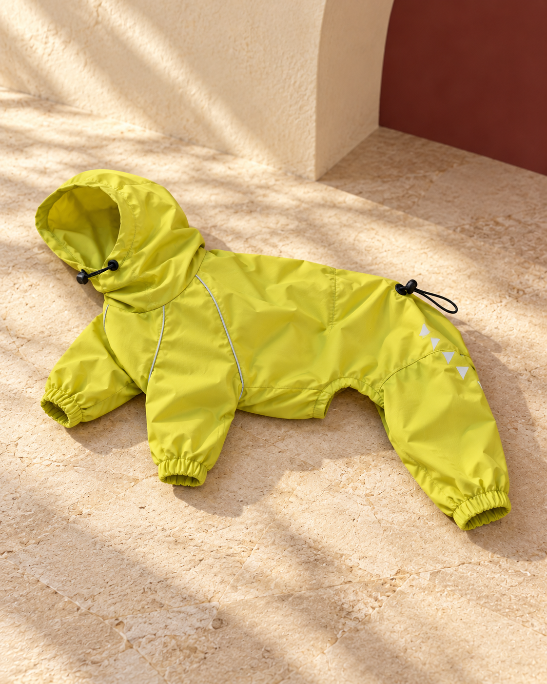 Trail Four-Leg Iggy Rain Anorak in Neon Yellow, garment detail