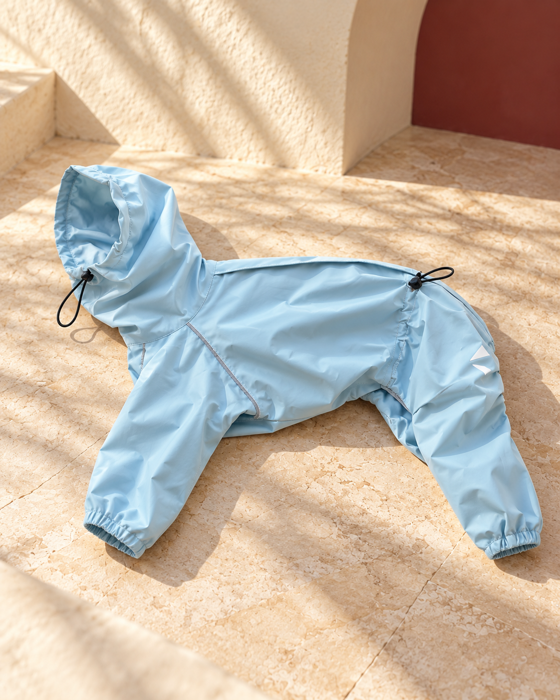 Trail Four-Leg Iggy Rain Anorak in Light Blue, garment detail