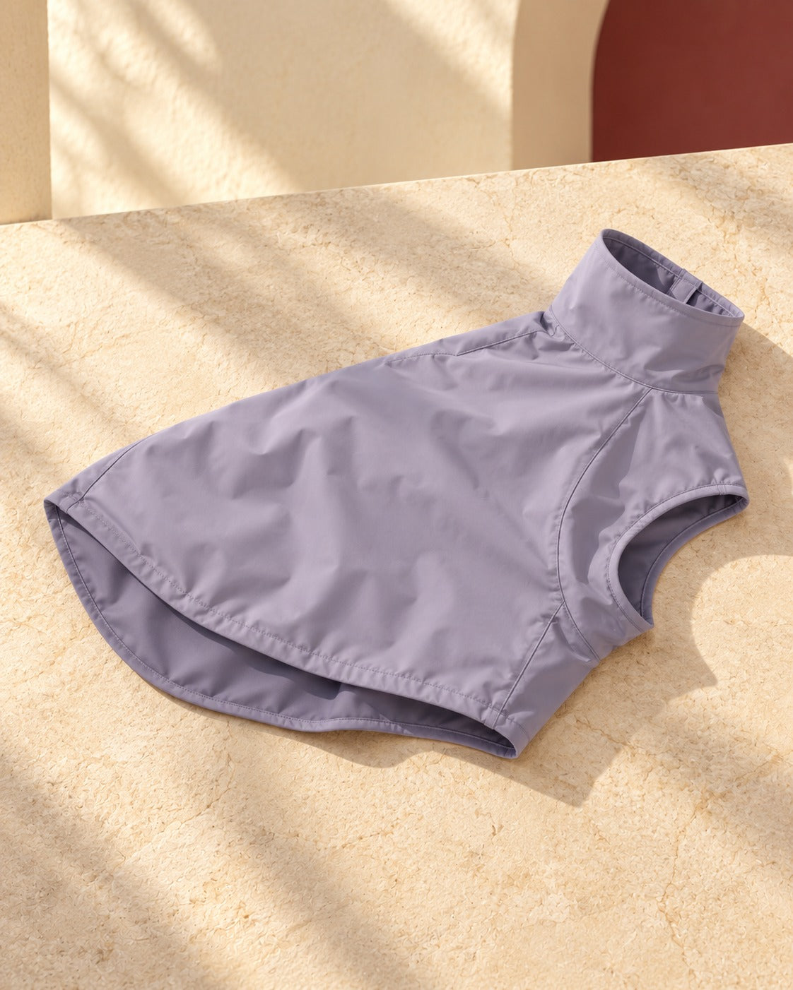 Minimal High-Neck Iggy Shell Vest in Smoky Purple, garment detail