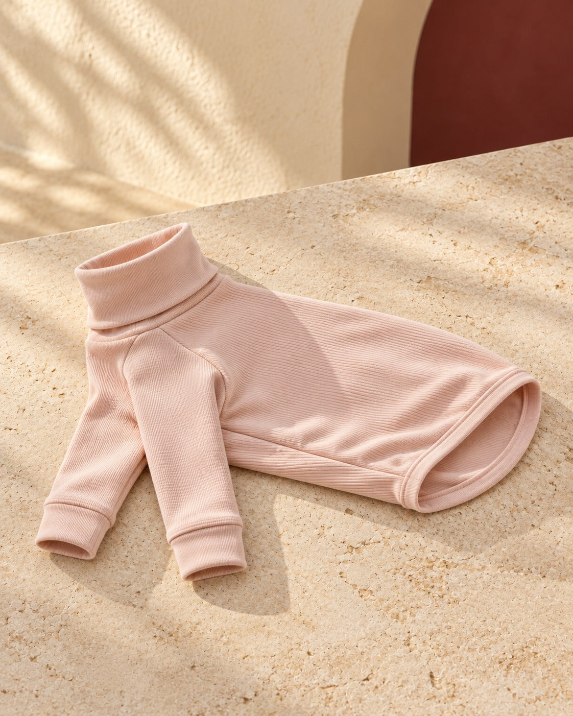 Cotton Iggy Turtleneck Shirt in Pale Pink, garment detail