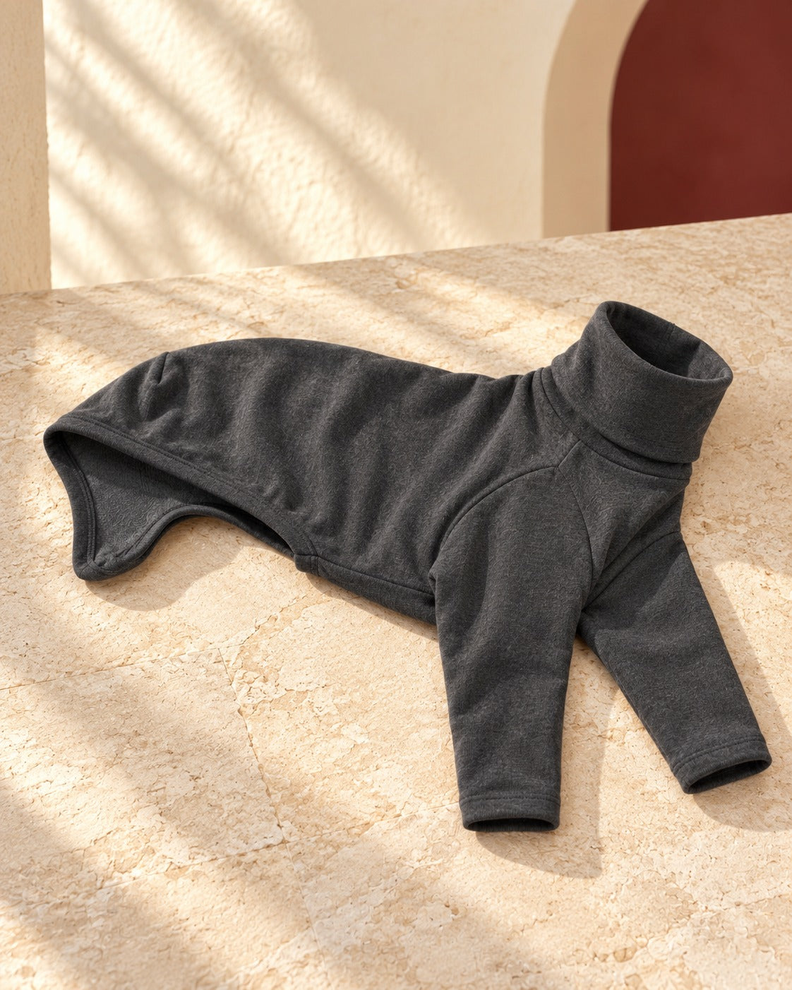 Cotton Iggy Turtleneck Shirt in Shadow Grey, garment detail