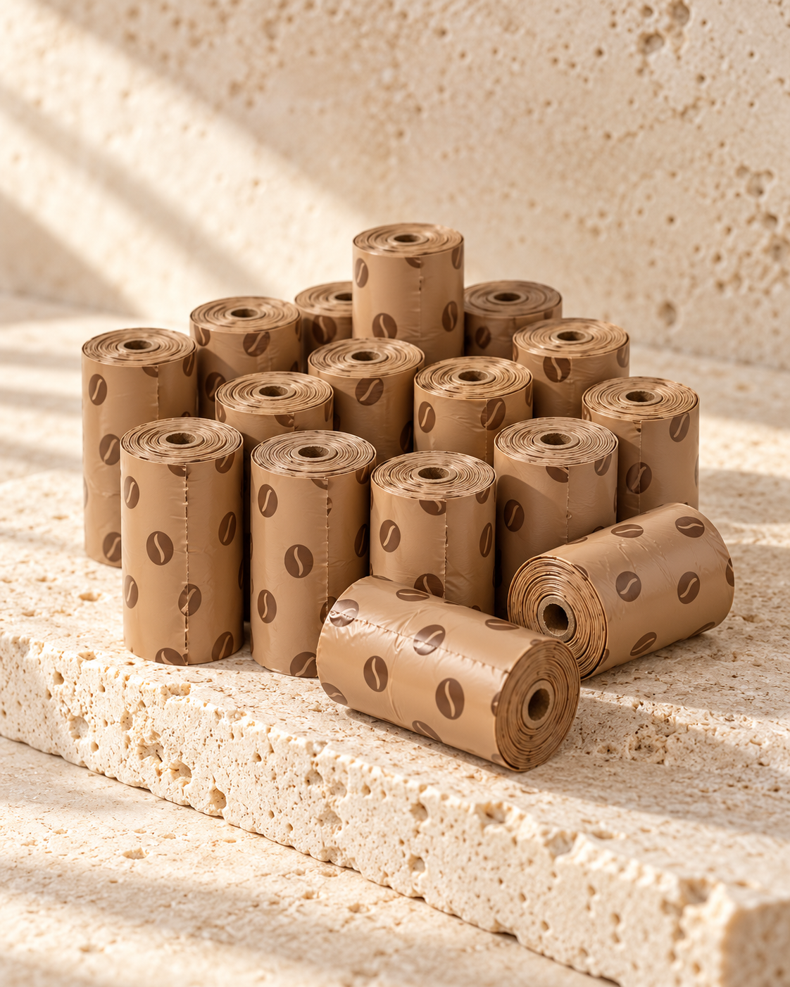 Coffee dog waste-bag refill rolls