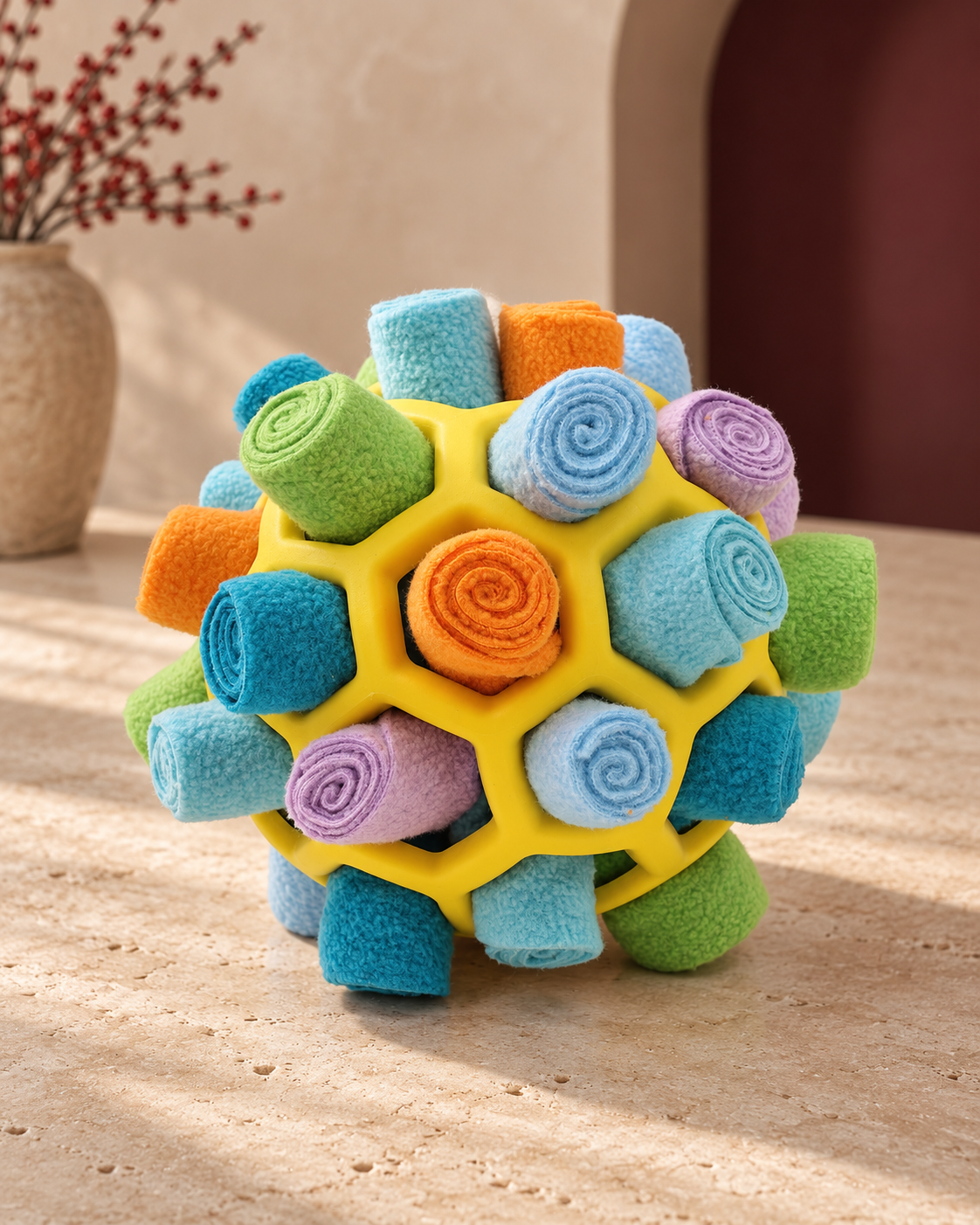 Rolled Fleece Snuffle Ball product detail, Mixed Colours — Assorted