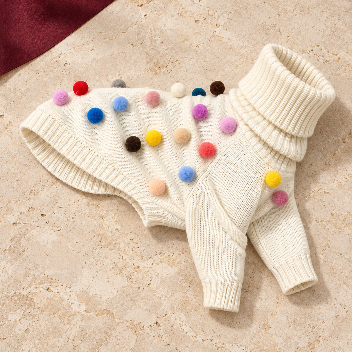 Ivory pom-pom sweater product-only view