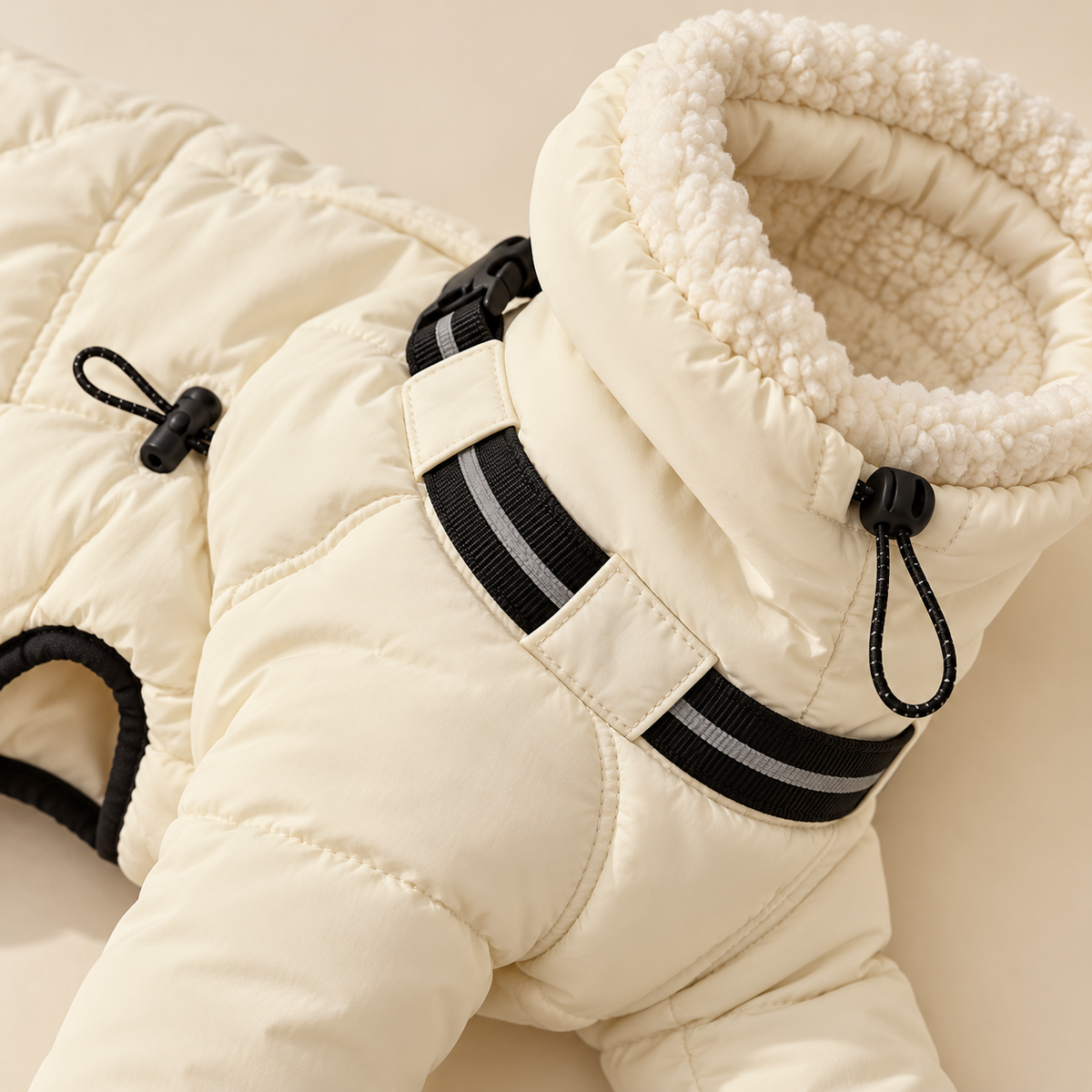 Cream padded four-leg winter suit product view